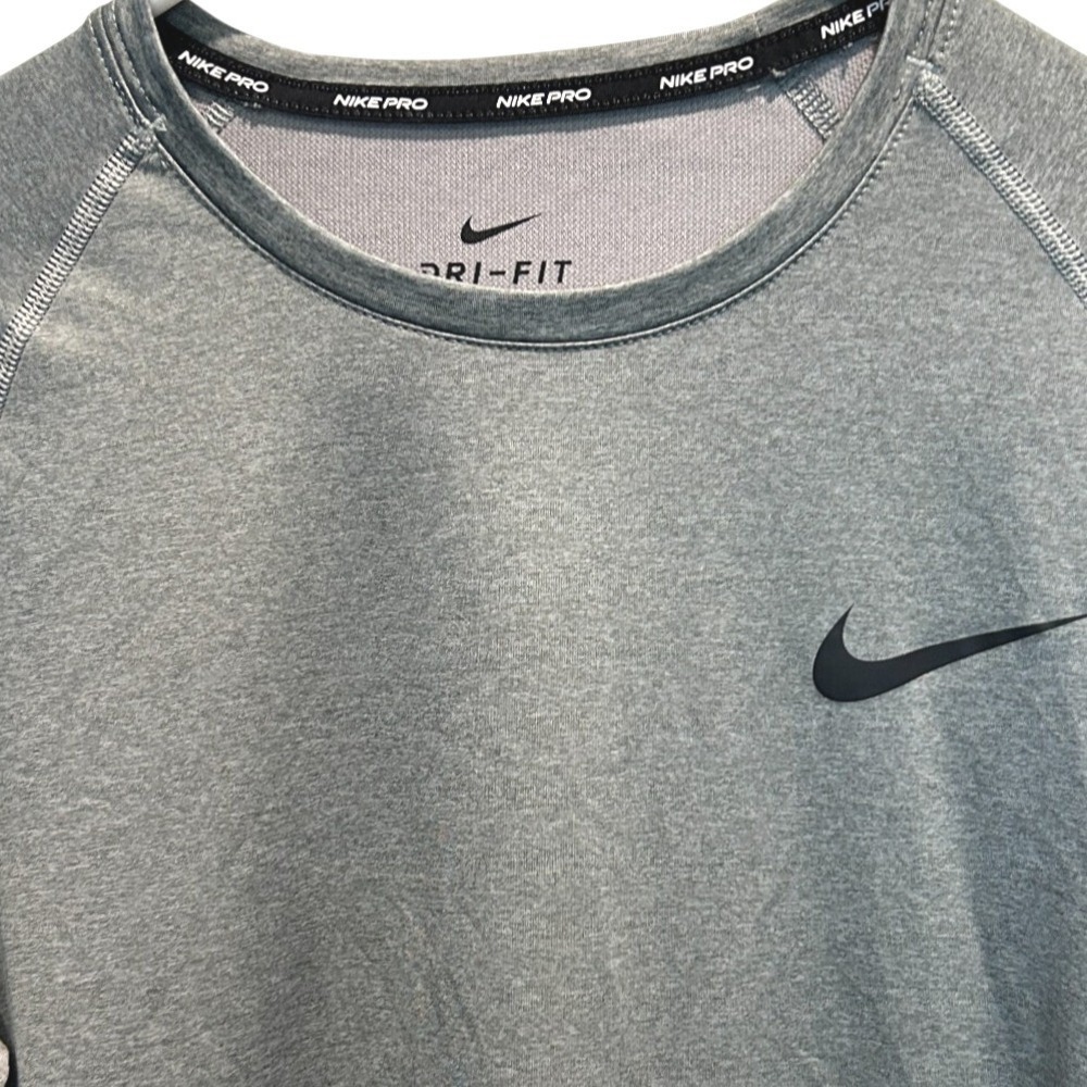 Nike Pro Dri-FIT Shirt Medium Mens Gray Long Sleeve Heathered Training Top